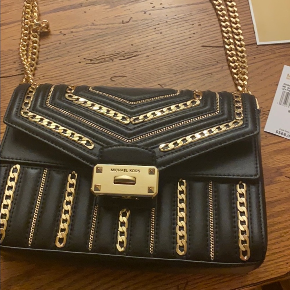 Michael Kors gold leather bag